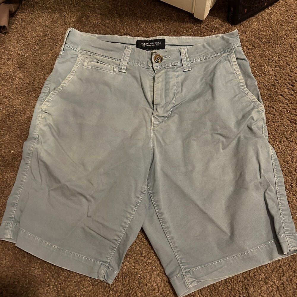 American Eagle Ne(X)t Level Flex Stretch Grey Flat Front Shorts Plus Size 26